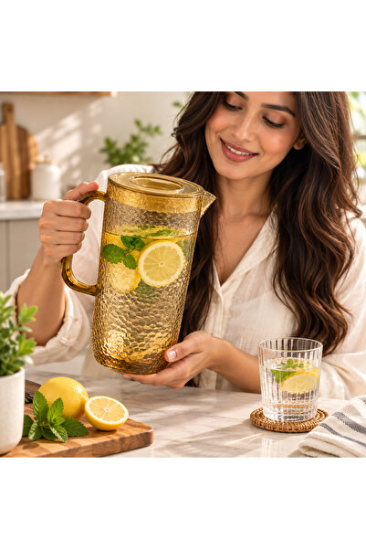 Home By SS Premium Transparent Bronze Beetle Pattern Cold Water Pitcher 1800m...