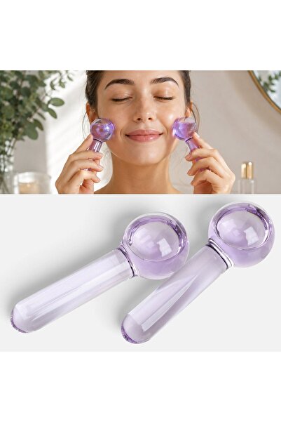 OEM Sfere Lila din Sticla pentru Masaj Facial - 2buc - Aparate, Articole Supe...