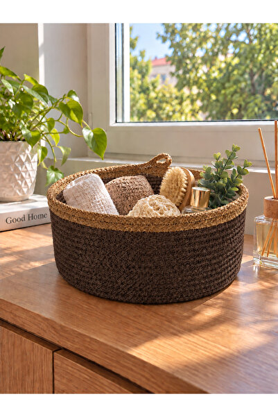 EGE ÖRGÜM 25X10 cm Wicker-Look Decorative Woven Basket – Multi-Purpose Organi...