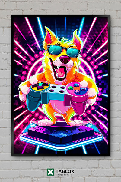 TABLOX Cosmic Gaming Dog Kozmik Oyuncu Köpek Poster Gamer Tablou decorativ în...