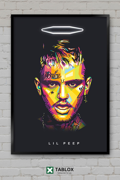 TABLOX Lil Peep Wpap Ράπερ Καλλιτεχνικό Πορτρέτο Γεωμετρικό Πλαίσιο Διακοσμητ...