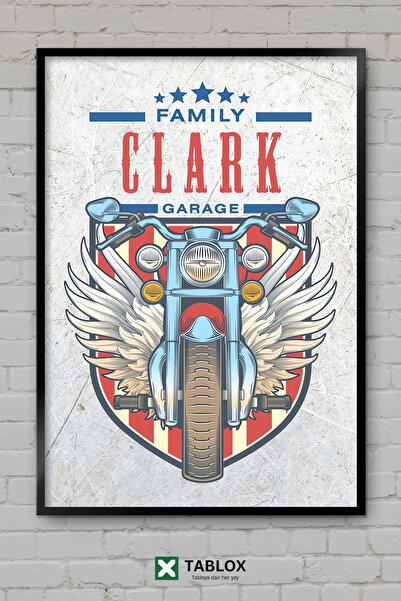 TABLOX Clark Family Garage Motor Aile Garaj Poster Motociclete Aspect cadru d...
