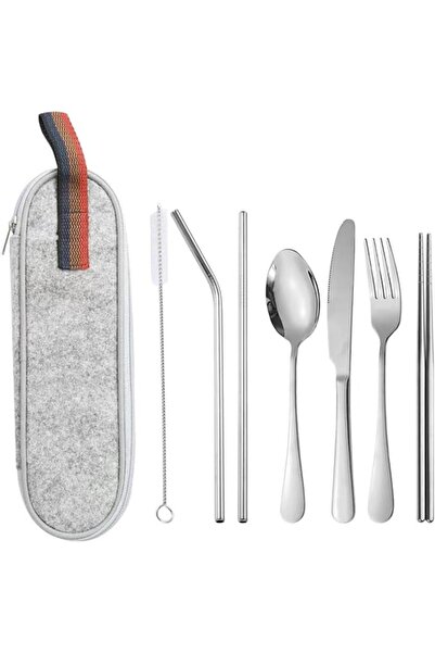 POSICHE Portable Stainless Steel Camping Cutlery Set, Complete 7-Piece Outdoo...