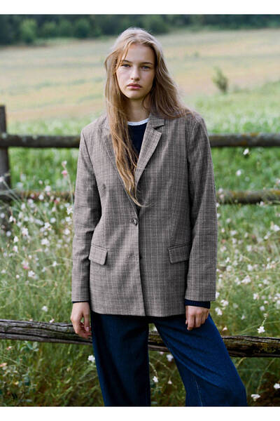 Mango Teen Kareli blazer ceket