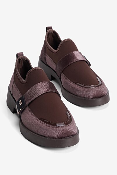 Mubiano Women's Stretch Loafer with Velcro Straps and Suede Detail in Stone B...