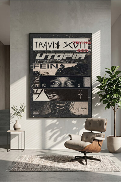 postercraft Дървен настолен плакат с дизайн на албум на Травис Скот (без рамка)