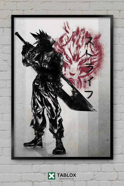 TABLOX Ален екс войник от Final Fantasy, червен постер, рамкирана декоративна...