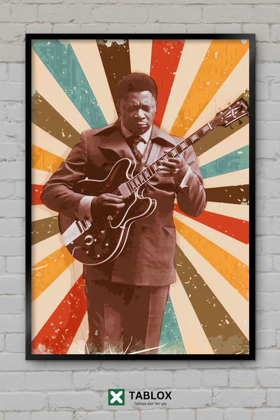 TABLOX Bb King Blues Τραγουδιστής κιθαρίστας Μουσική αφίσα με κορνίζα Διακοσμ...