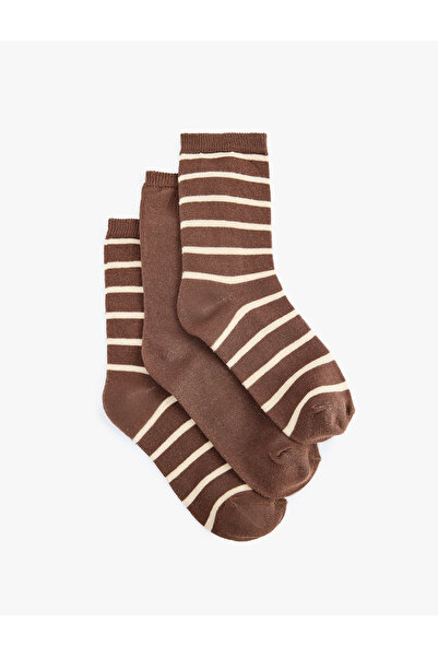 Koton Cotton Striped 3-Piece Sock Set