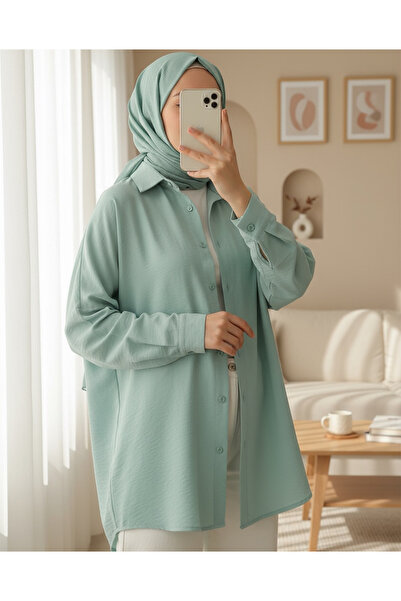 Modamorfo 3900 Oversize Long Basic Shirt - Water Green