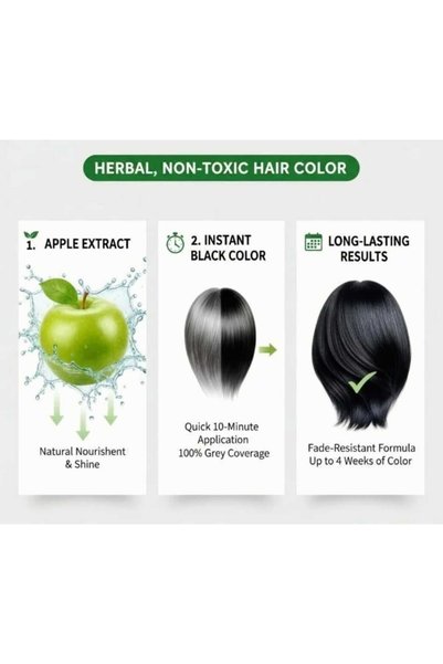 Apple Blossom Naturals Apple 96 Hours Black Hair Color Cream 500ml + 500ml | No Ammonia | Long Lasting Rich Black Coverage | Natural Extracts Hair Dye
