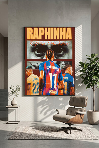 postercraft Ξύλινη αφίσα ζωγραφικής τέχνης Barcelona Raphinha (χωρίς πλαίσιο)
