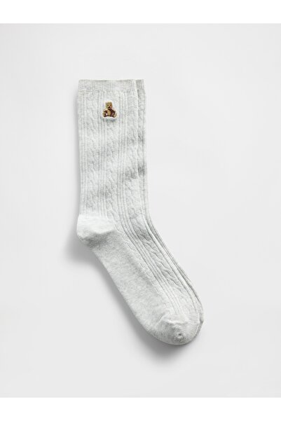 GAP Erkek Gri Brannan Bear Cable-Knit Crew Çorap