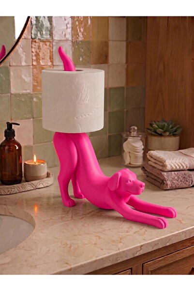 Dumledo Stretching Dog Pink Toilet Paper Holder |   Decorative Toilet Paper H...
