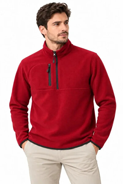 Generic Brand Men's Polar Fleece Stand Collar Half Zipper Regular Fit Winter ...
