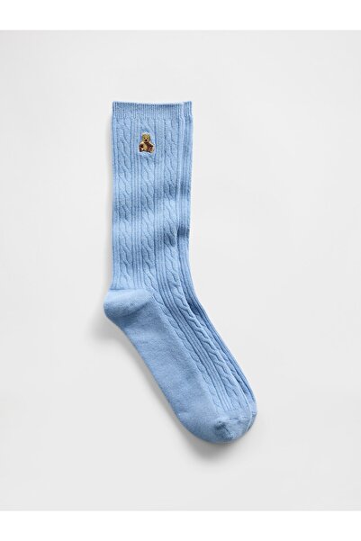 GAP Erkek Açık Mavi Brannan Bear Cable-Knit Crew Çorap
