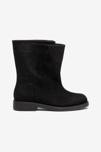 diclepolat Women's Black Suede Short Boots Buckle Ankle Boots Beige Daily Stylish Boots Meliro