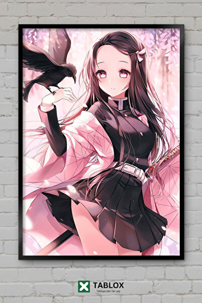 TABLOX Nezuko Kamado Demon Slayer Anime Kimetsu Tablou decorativ înrămat cu p...