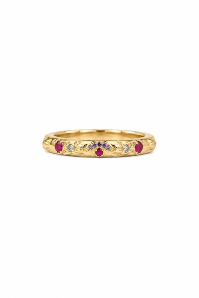 Charmist Steel Color Stone Detailed Adjustable Ring Gold