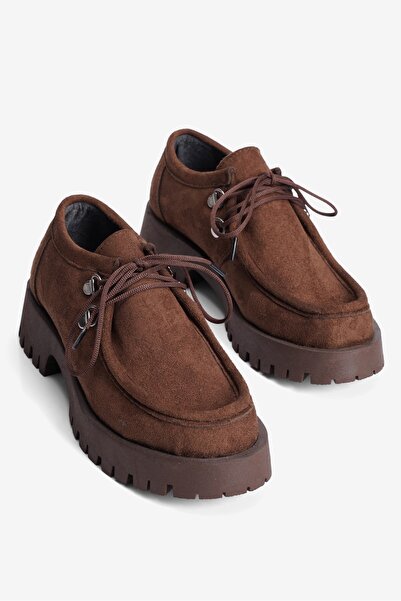 Mubiano Γυναικεία Suede Loafer με κορδόνια και χοντρή σόλα Arlo Brown