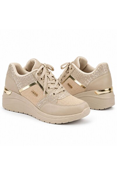 Kadın Cilt Bağcıklı Spor Ayakkabı Ortopedik Dolgu Topuk Kalın Taban Günlük Rahat Sneaker