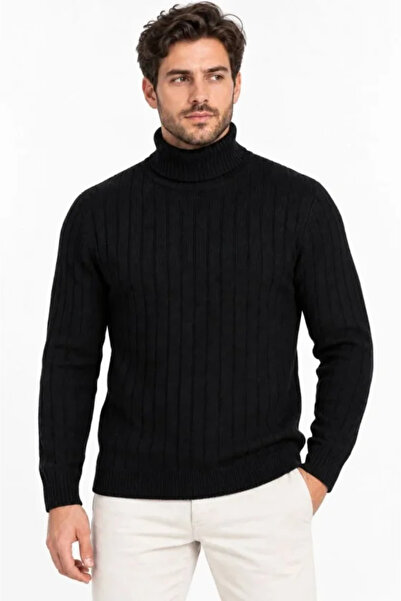 Generic Brand Men's Turtleneck Full-Throated Thick Ribbed Regular Fit Knitwea...