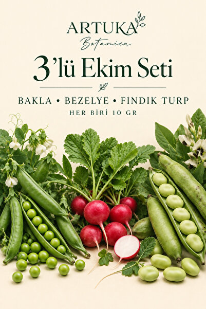 Artuka Botanica 3’lü Ekim Seti | Bakla, Bezelye, Fındık Turp | Her Biri 10 GR