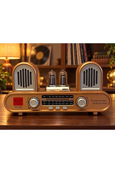 NB Concept RX-998 Retro Nostaljik Bluetooth Radyo, Şarjlı Çift Hoparlörlü Usb...