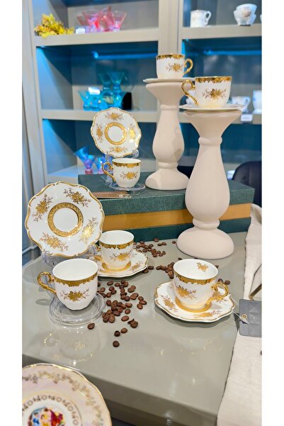 Generic Brand ESTERHOMEDECOR طقم فناجين قهوة من البورسلين المذهب لـ 6 أشخاص k...