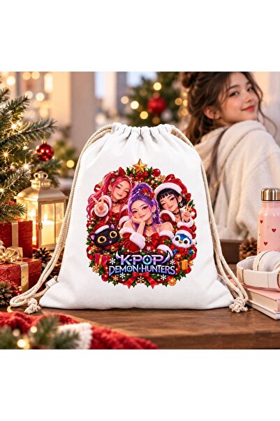 OEM Σακίδιο Πλάτης K-Pop Κυνηγοί Δαιμόνων για Παιδιά, Λευκό με Κορδόνι Περίσφ...