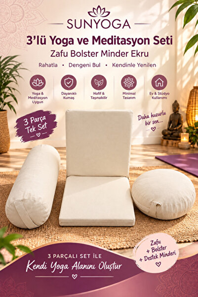 SUNYOGA 3'lü Yoga ve Meditasyon Seti Zafu Bolster Minder Mandala