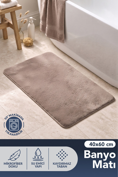 obido Mikrofiber Banyo Paspası 40x60 cm Gri – Su Emici, Kaydırmaz Tabanlı, Ma...