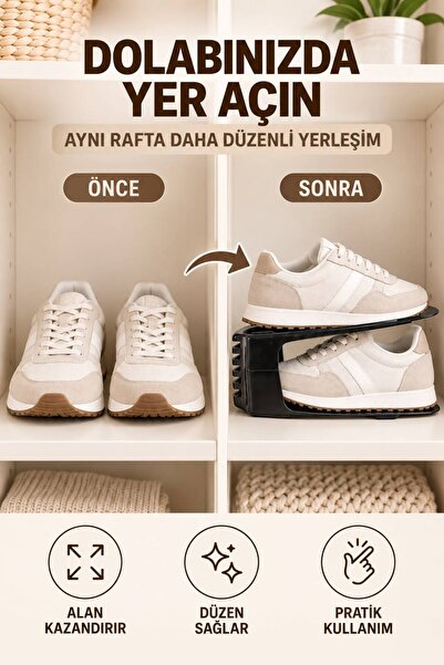 wappa Ayakkabı Rampası Ayakkabı Düzenleyici Dolap İçi Organizer- Siyah