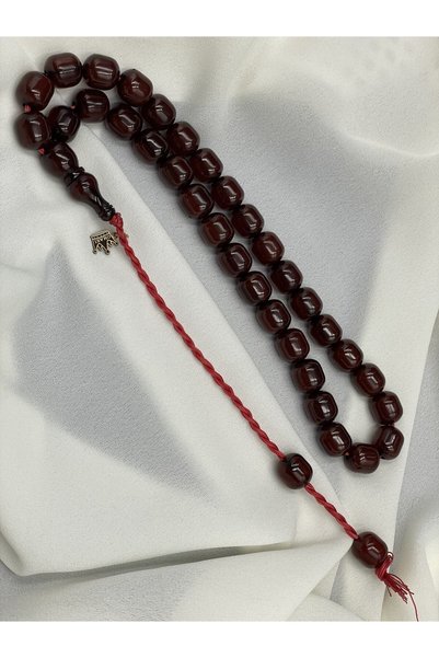 Genel Markalar Omari Osmanlı Benzetme Kapsül Kesim Koyu Vişne Sıkma Kehribar Tesbih (11x12 mm)