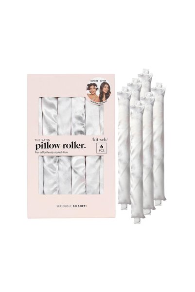Kitsch Satin Pillow Rollers Flexi Rods, Heatless Curling Rod - 6pcs Marble
