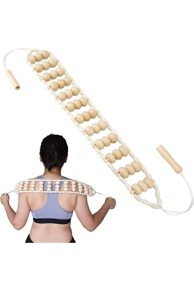X SPRING Xspring Wood Therapy Massage Roller, Wooden Back Massager Roller Rop...
