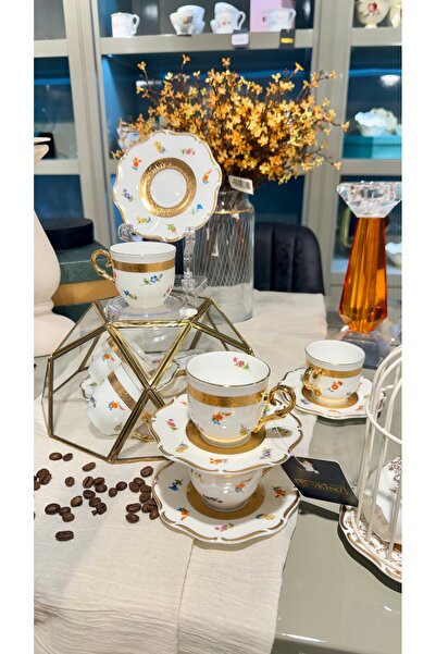 Generic Brand ESTERHOMEDECOR طقم فناجين قهوة من البورسلين المذهب لـ 6 أشخاص k...
