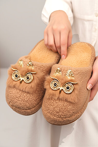 HFKY Women's Owl Figured Plush House Slippers. Soundproof Thick Sole Slippers