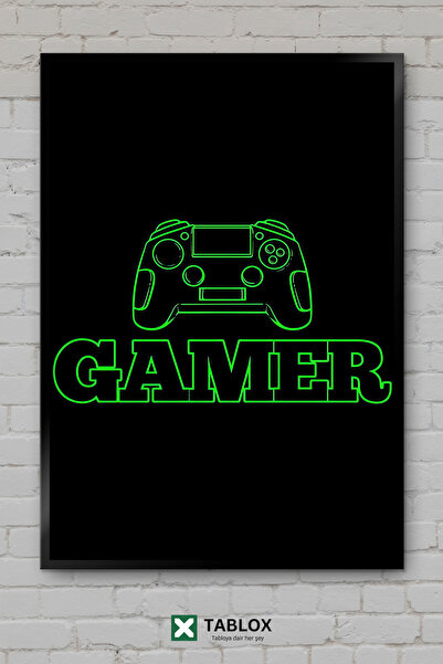 TABLOX Gamer Kontroler za igranje Retro poster u okviru Dekorativna MDF slika