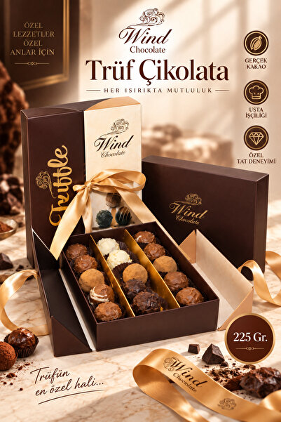 wind çikolata Hediyelik Truf Kutu Çikolata 225 Gr.