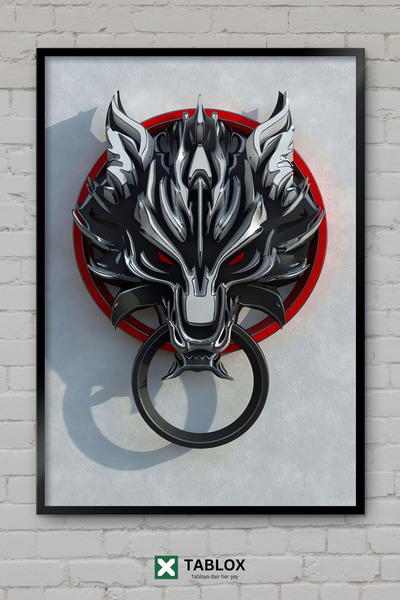 TABLOX Emblema 3D Fenrir, Poster Jocul God Of War, Decor cu ramă, Tablou deco...