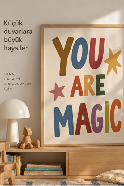 Himama Cool Kids Read Books and Quran Çerçeveli Poster | İslami Çocuk Odası Dekoru | Eğitici Çocuk Posteri | Ahşap Çerçeveli Duvar Dekoru