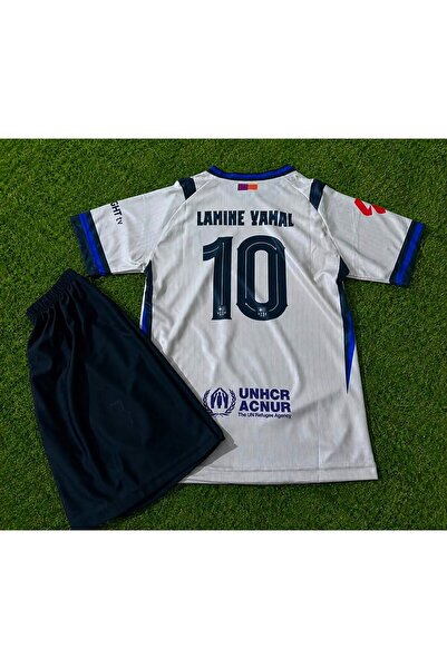 Forma Barcelona Lamine Yamal 10 Çocuk Futbol Forması Beyaz