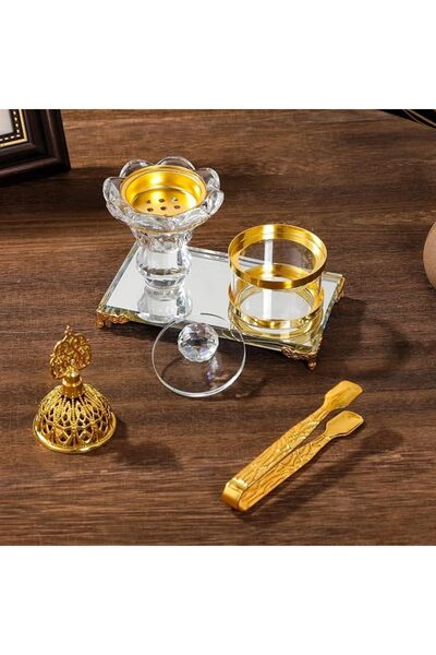 Yelajoy Arabic Incense Burner Set, Incense Holder with Tray, Tongs and Spice Jar, Vintage Art Incens