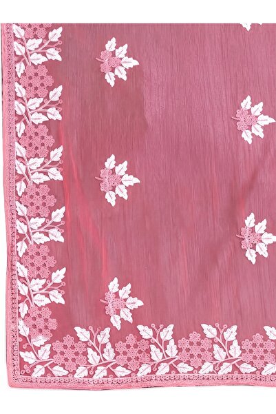 ViViRaSmi Luxury Soft Net Fancy Saree with Intricate Floral Embroidery & Scalloped Borders-FALL AND PICO STITCHED – Lightweight Evening Party Wear Collection