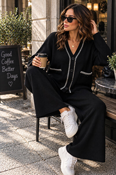 Cherry Butik Şerit Detaylı Şık Spor Triko Takım