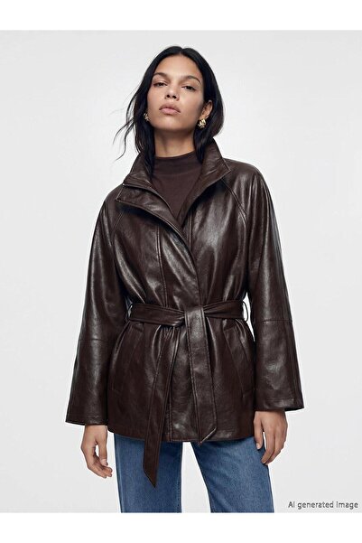 LC Waikiki Stand Collar Women's Leather Look Jacket (W6)