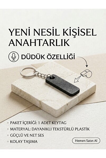 ANAHTARLIK DÜDÜK, ACİL DURUM DÜDÜĞÜ, SİYAH RENKLİ