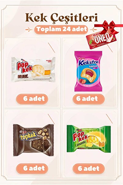 Eti Popkek Yeni Beyaz + Popkek Limonlu + Topkek Kakaolu + Kekstra Çilekli Jöl...