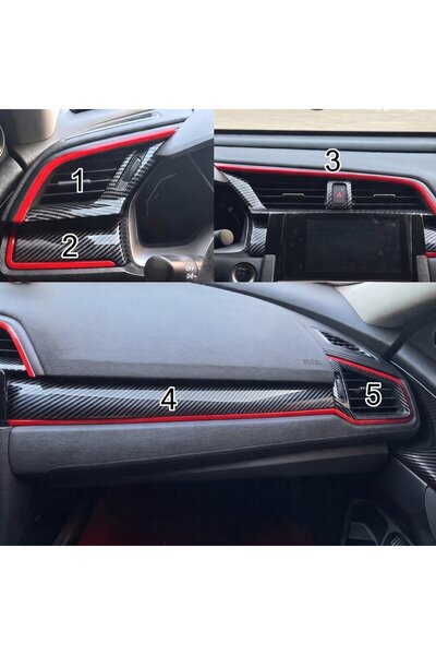 STİLİX GARAGE 10Th for Honda Civic Fc5 Fk7 2016-2021 Nesil Panel Red Detail 5...